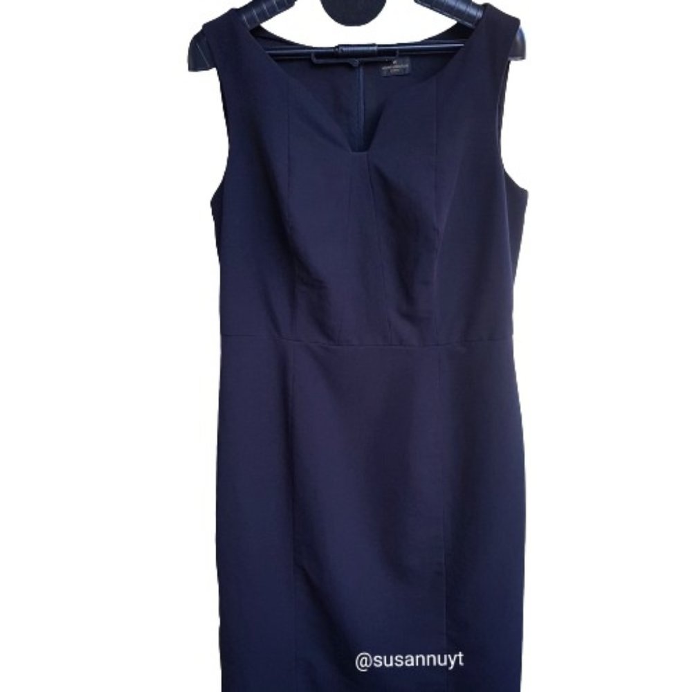 WORTHINGTON Academia sleeveless Black Lined Pencil Dress Décolletage Neckline ♥️
